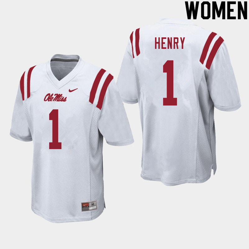 Women #1 Lakia Henry Ole Miss Rebels College Football Jerseys Sale-White